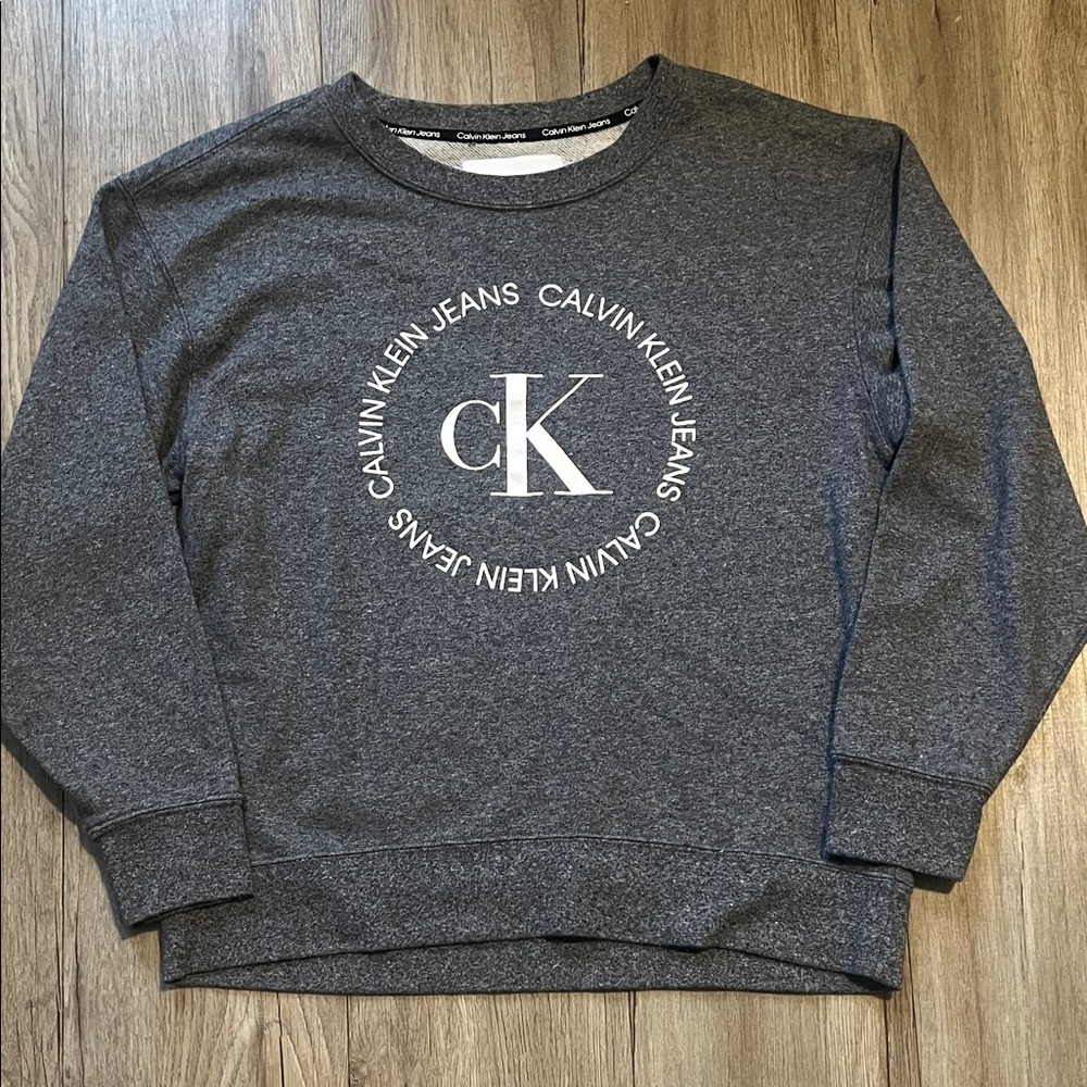 Calvin Klein Charcoal Gray CK Logo Crewneck Sweatshirt